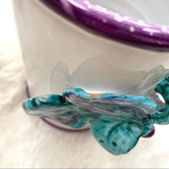 Italian Ceramic Utensil Holder Crock Handmade Rustic Farmhouse Style - Picture 8 of 9